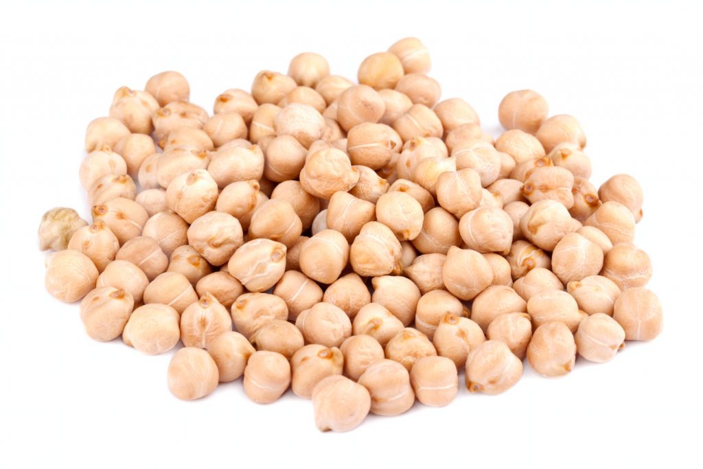 Chick peas against white background